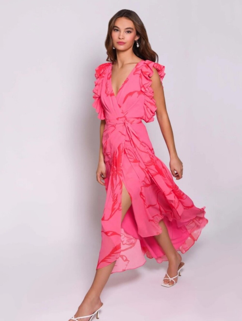 Sold Out Hutch X Anthropologie Pink Ruffle Wrap Maxi Dress